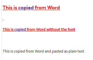 Paste from word - diff ways